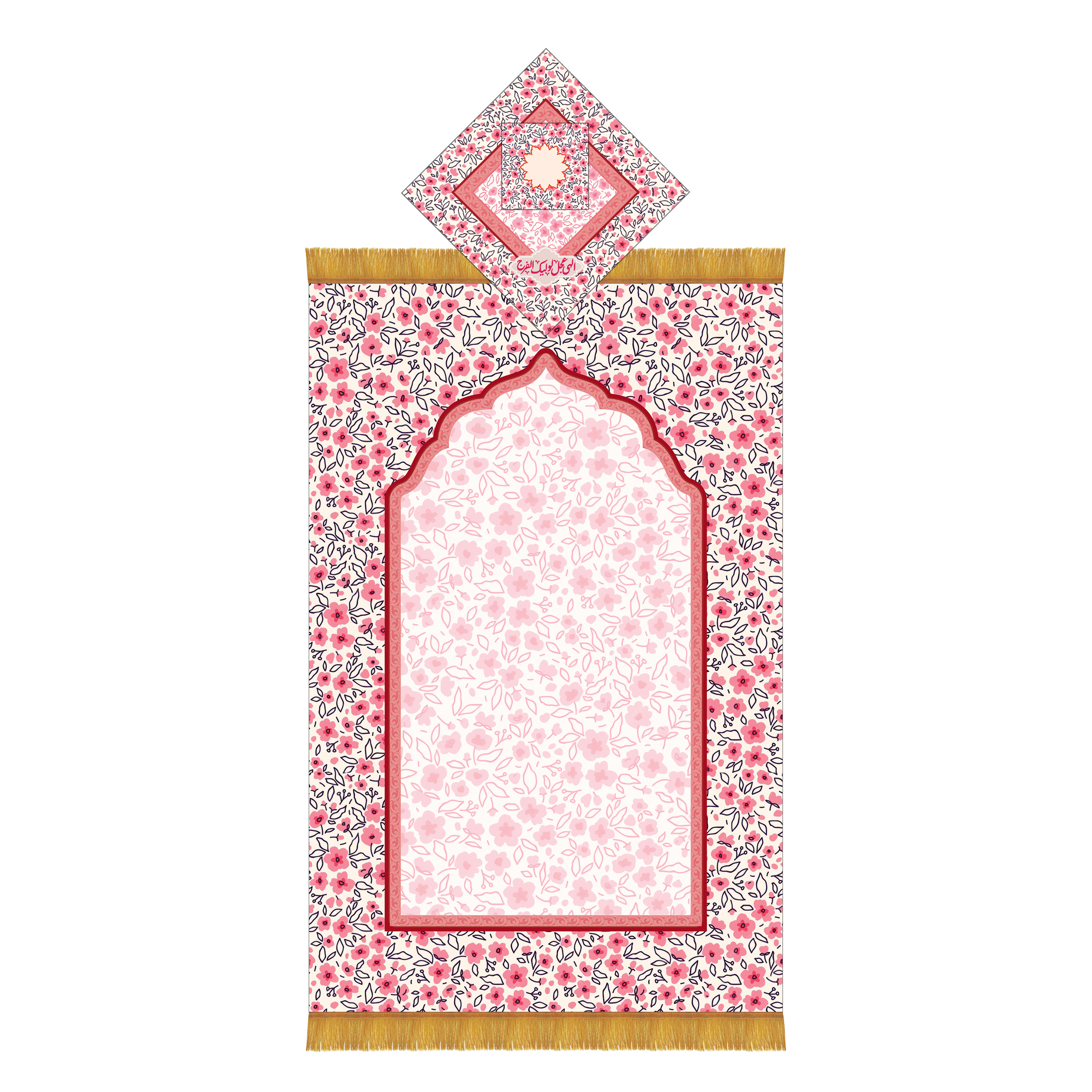 جانماز سه تکه مخمل طرح گل و بته کد 8002