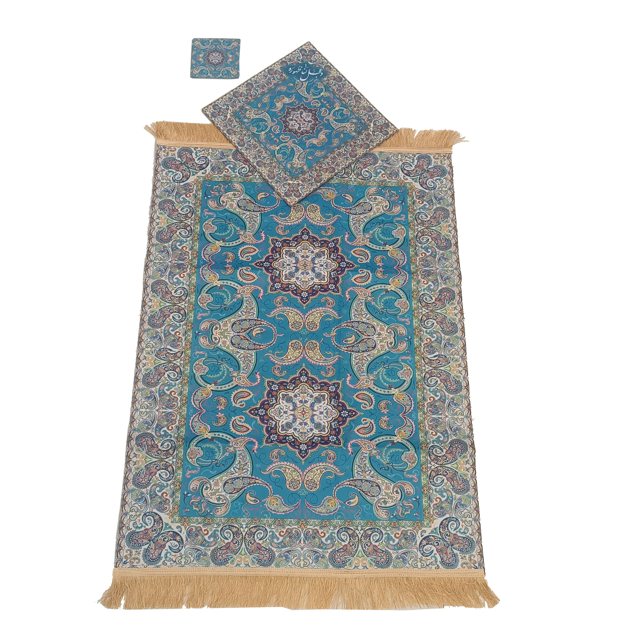 جانماز سه تکه مخملی طرح گل و باغ